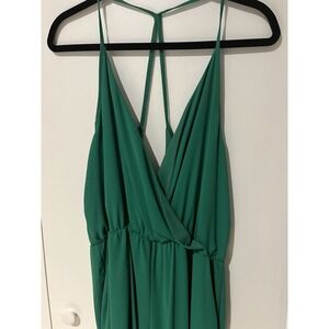 Fashion Union Women's Jumpsuit Small Green Tank Sleeveless Stretch Spaghetti‎